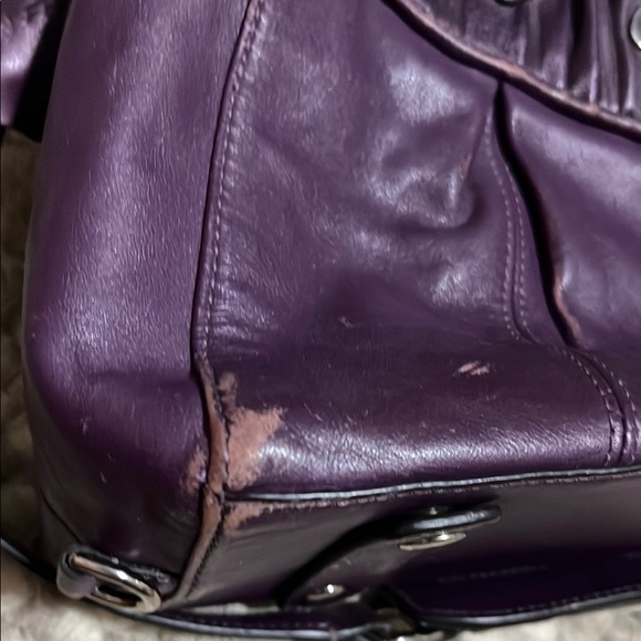 Coach Purple Leather Satchel with Silver Accents - Picture 14 of 16